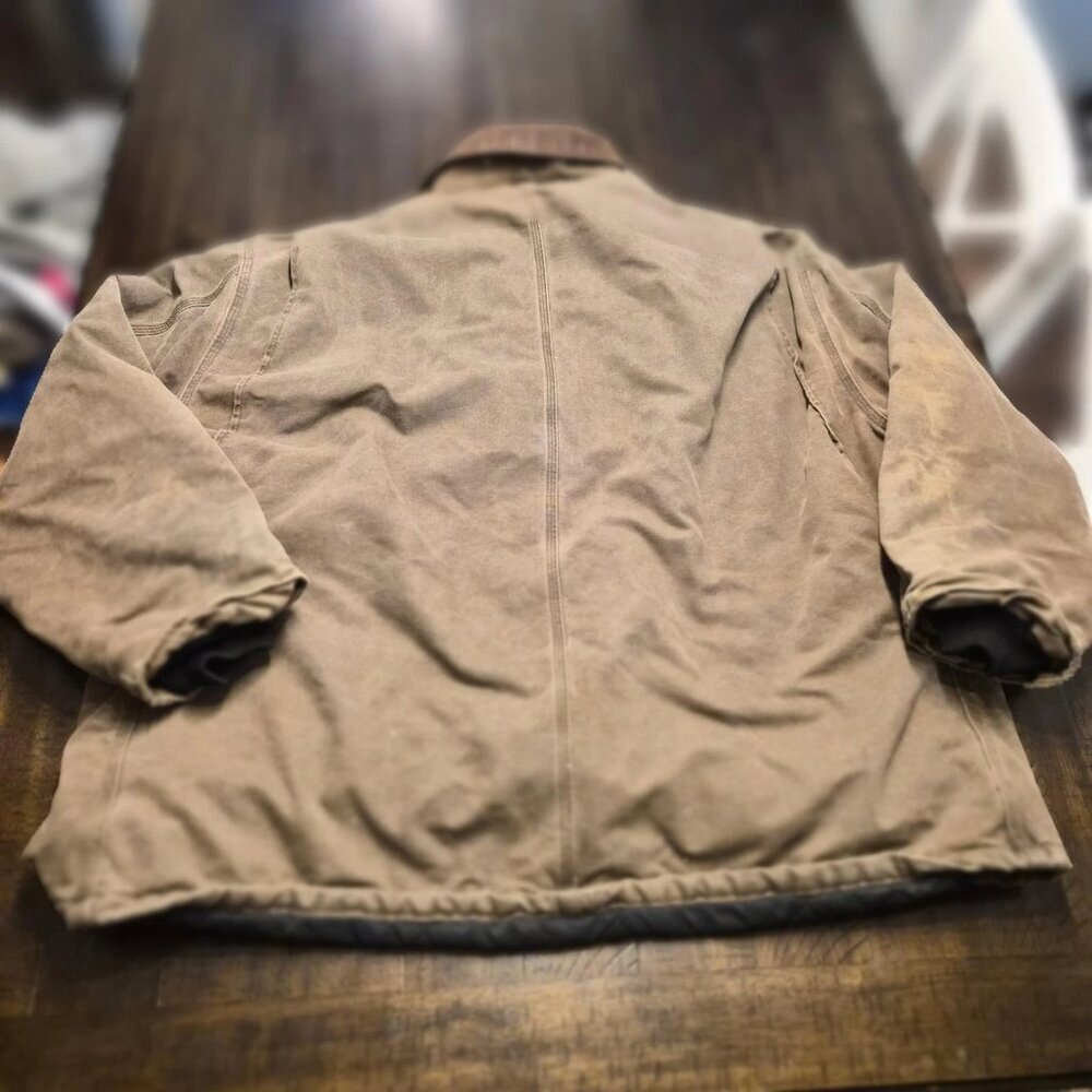 Vintage Carhartt C26 CHT Chore Coat Size 4XL Made In USA Duck Jacket Faded Brown - Picture 12 of 16